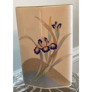 Otagiri Japan Gold Trimmed Iris Accent 7” x 4” (approximately) Vase.